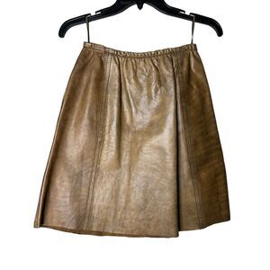 Vintage Highlander A Line Brown Leather Knee Length Skirt Small Western